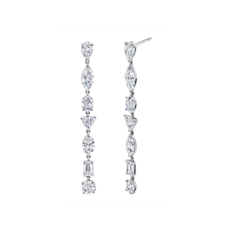 Mixed Moissanite Drop Earrings 14 CT
